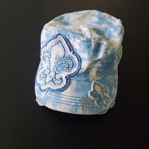 Light blue tie dye bling hat.